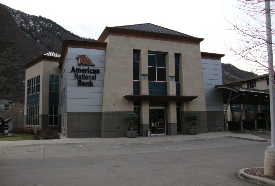 Exterior View of Front of a Bank.