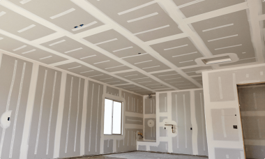 Finished indoor wall panelling work at Showcase Drywall's site